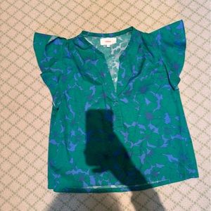 Xirena floral top. Size XS. Green/Blue. Worn 2x